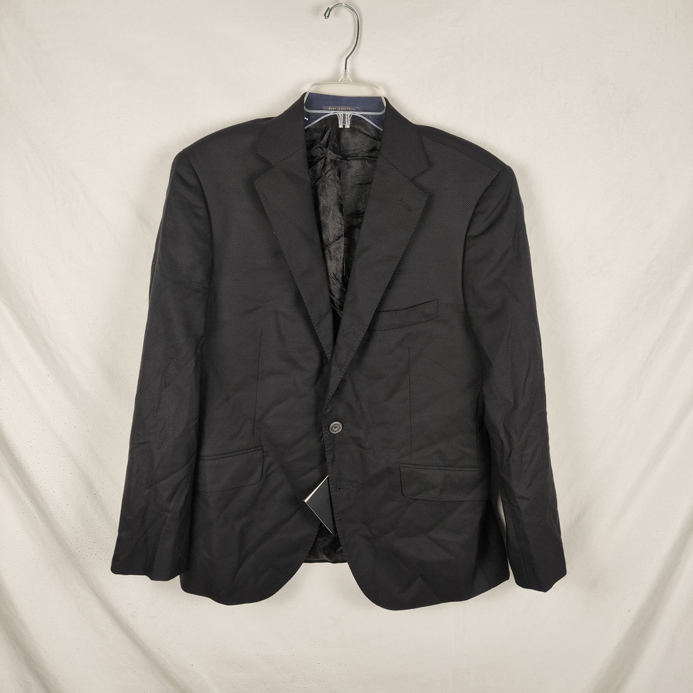 J. Hilburn Blazer Mens 42 Black Wool Geometric Sport Coat Jacket Italian Fabric